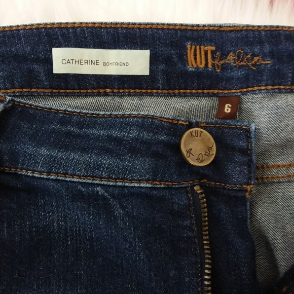 Kut from the Kloth Blue Catherine Boyfriend Jeans Distressed 6 - Picture 3 of 9